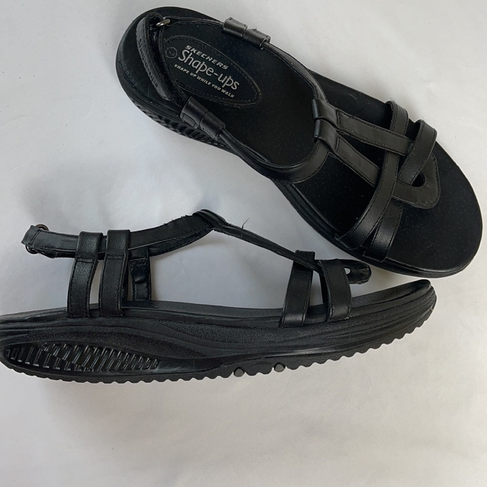 Skechers Shape up Black Toning Fitness Sandals 7